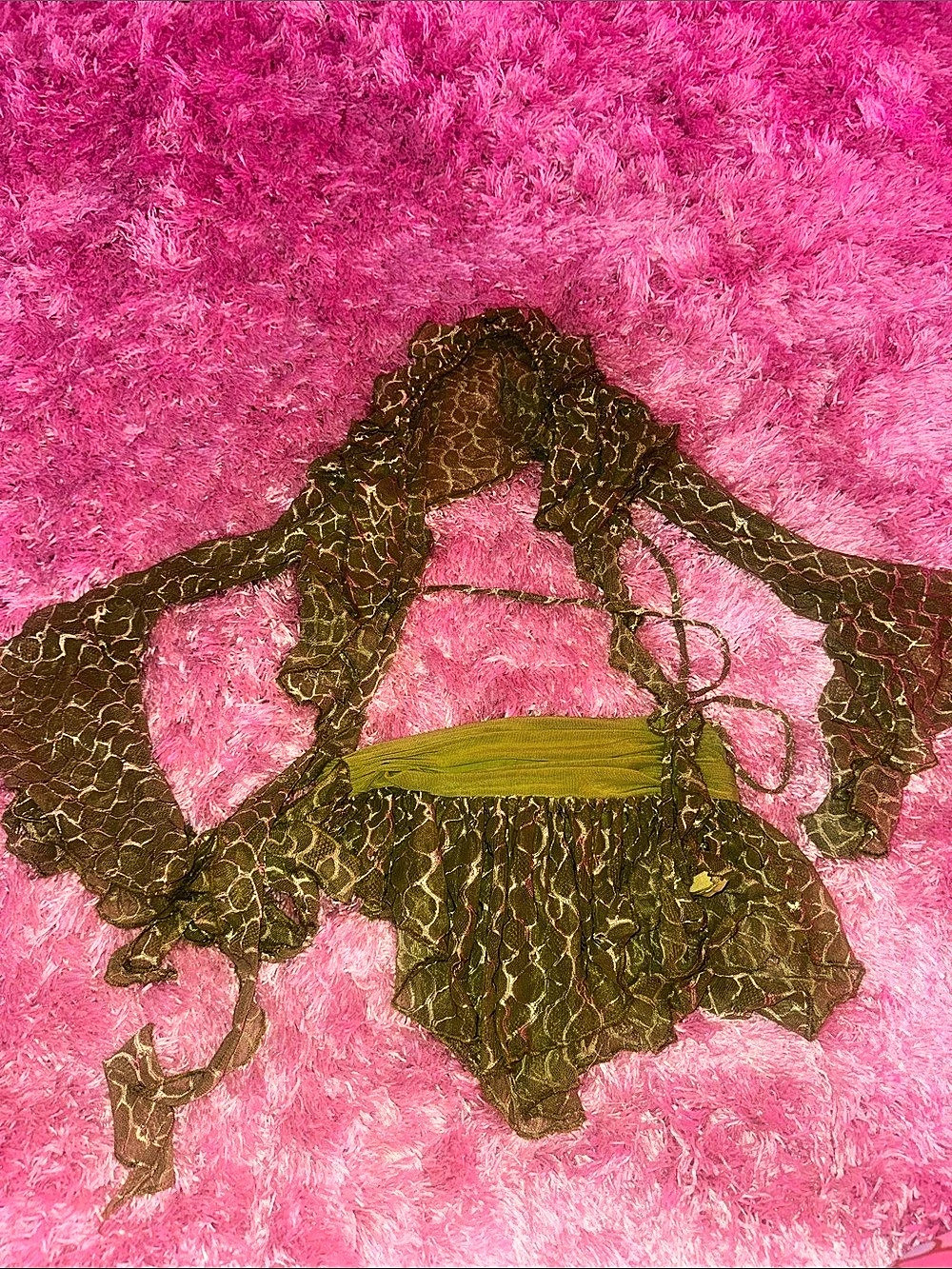 Abstract Green & Brown Crop Top